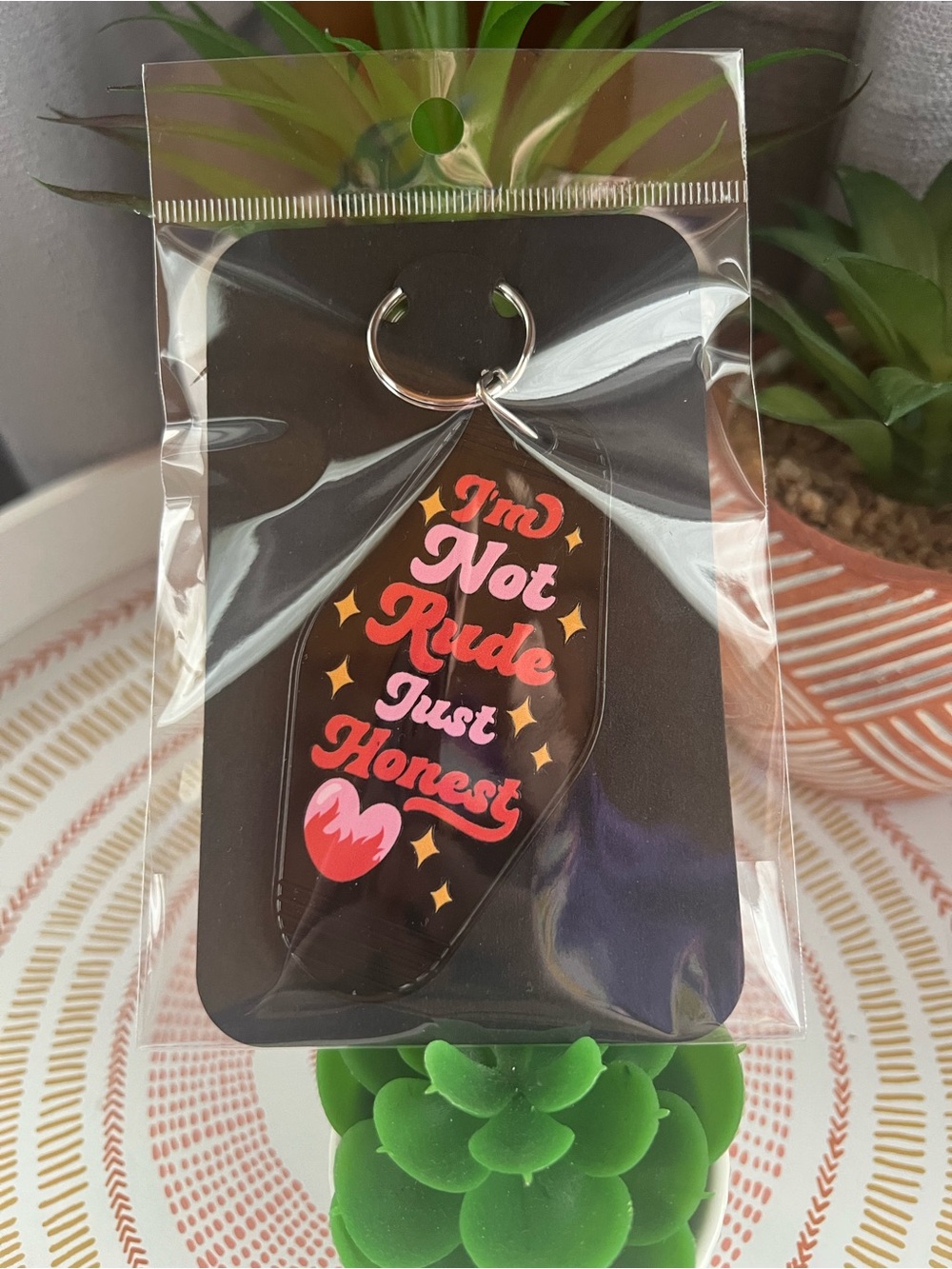 Black Acrylic Keychain - "I'm Not Rude Just Honest"